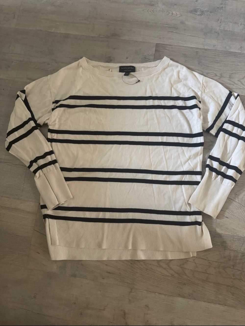 Banana Republic Cream Sweater with Black Stripes